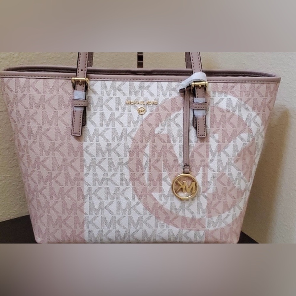 Michael Kors JET SET CHARM MEDIUM TWO-TONE LOGO TOTE BAG